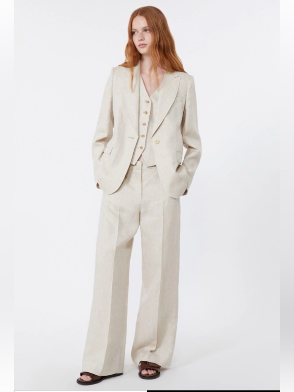 Weekend Max Mara Cream Wide Leg Pants